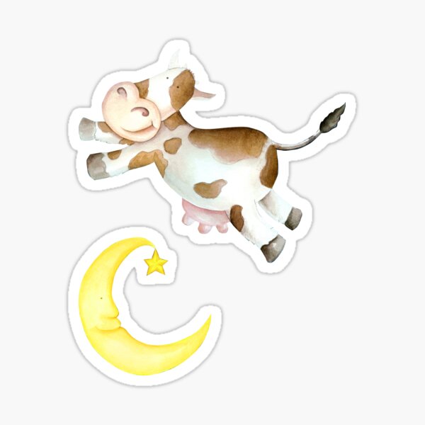 Item preview, Cow jumping over the moon whimsy watercolor designed and sold by Sarah Trett.