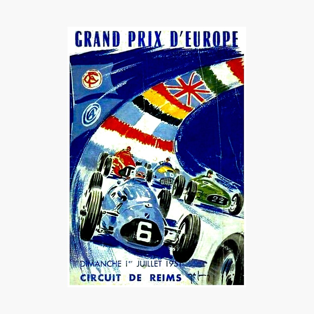 1951 Spanish Grand Prix Barcelona Motor Racing Poster  A3 Reprint 