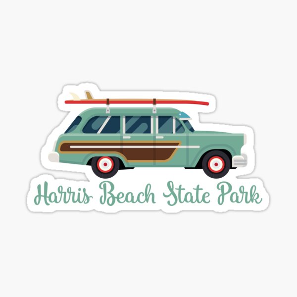 Harris Beach State Park Oregon Retro Surf Wagon Sticker
