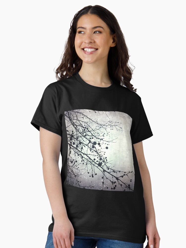 Thumbnail 1 of 7, Classic T-Shirt, Silver Sky Photo Art  - Bare Tree in Winter - Black and White Nature Art designed and sold by OneDayArt.