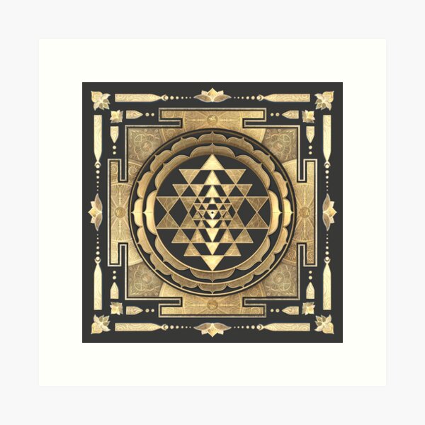 Item preview, GOLDEN SRI YANTRA (deep charcoal background) designed and sold by DigitalZealot.