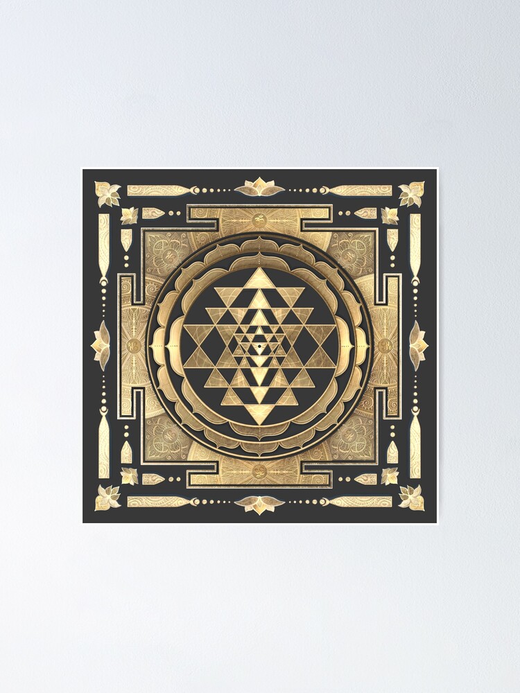 Alternate view of GOLDEN SRI YANTRA (deep charcoal background) Poster