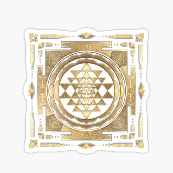 GOLDEN SRI YANTRA (deep charcoal background) Sticker
