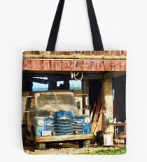 Red Barn Blue Truck Tote Bag