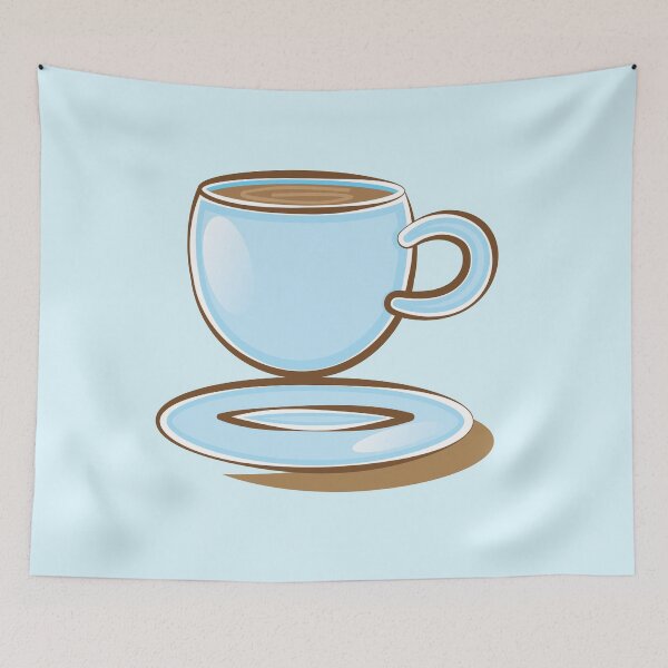 Item preview, cute coffee cup in blue designed and sold by jazzydevil.