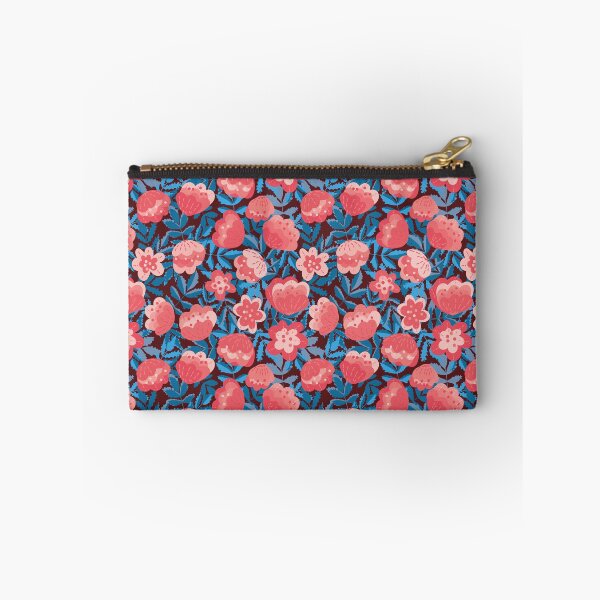 Item preview, pink and blue floral pattern designed and sold by rysunki-malunki.