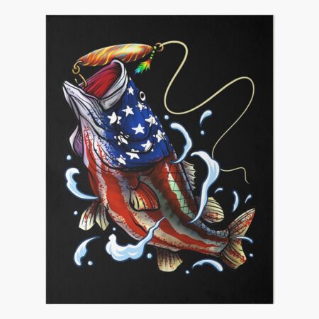 Bass Fishing - American Flag - Fourth Of July | Art Print