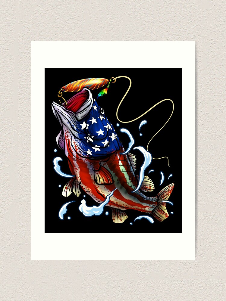 Bass Fishing - American Flag - Fourth Of July Tapestry for Sale by  Meliafroggy