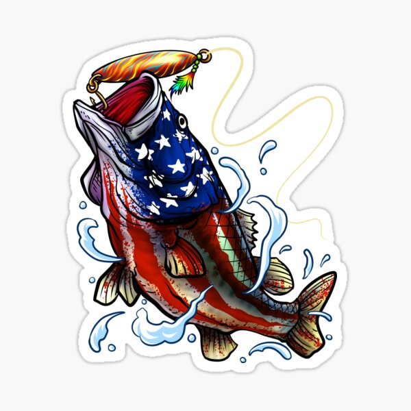Bass Fishing - American Flag - Fourth Of July Sticker for Sale by  Meliafroggy