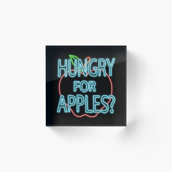 Neon Hungry for Apples Logo Acrylic Block