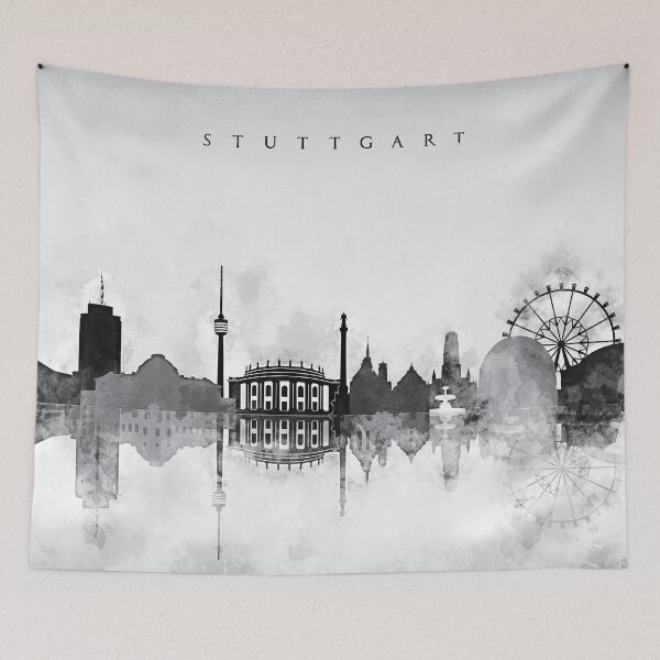 Item preview, Black and White Stuttgart City Skyline designed and sold by DimDom.