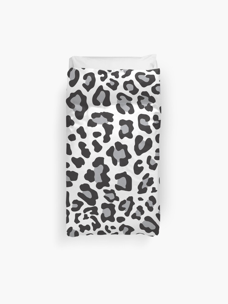Black White And Grey Leopard Print Duvet Cover By Craftycatz Redbubble