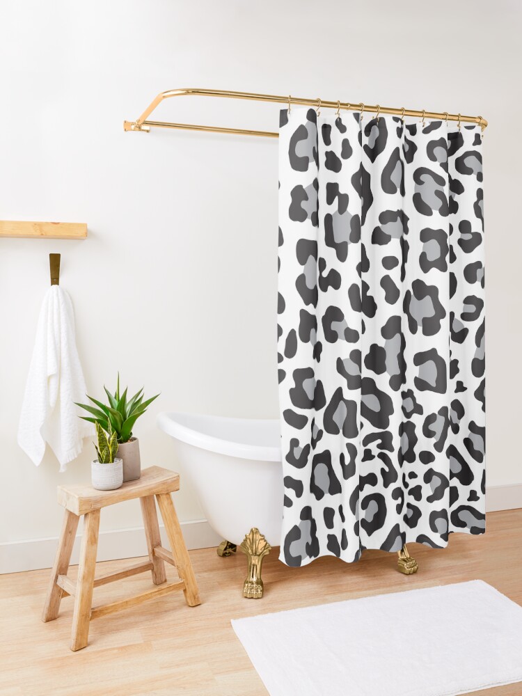 "Black, White and Grey Leopard Print" Shower Curtain for Sale by