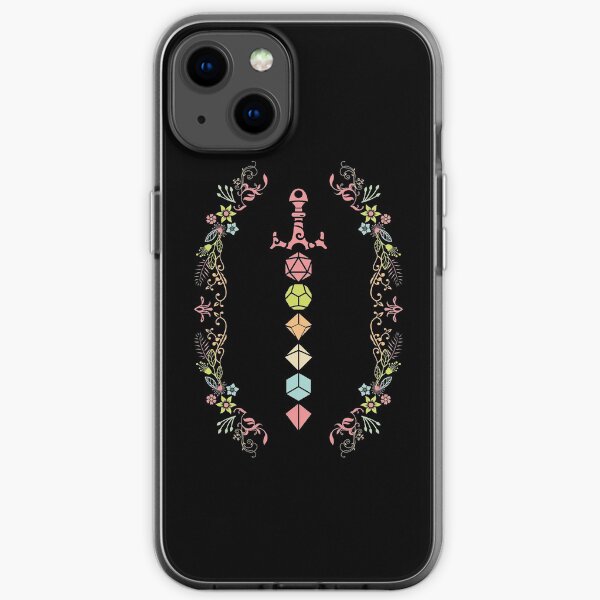 Floral Polyhedral Dice Set Sword iPhone Soft Case