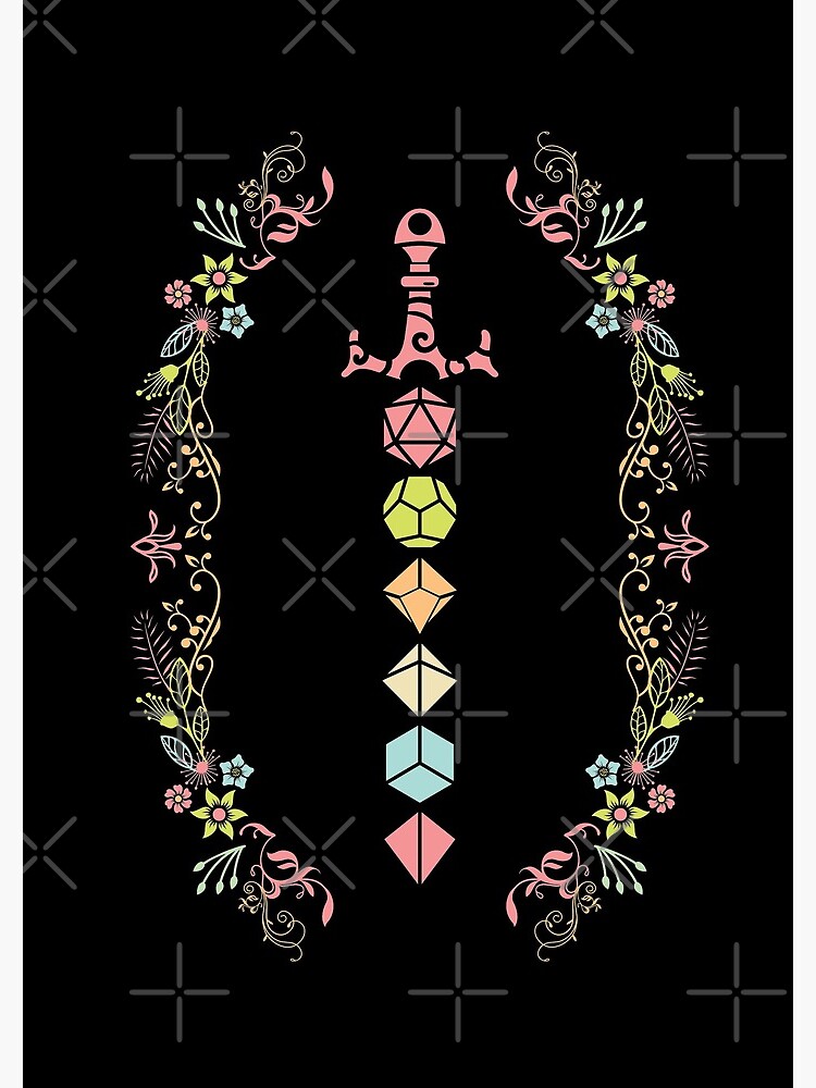 Floral Polyhedral Dice Set Sword by pixeptional