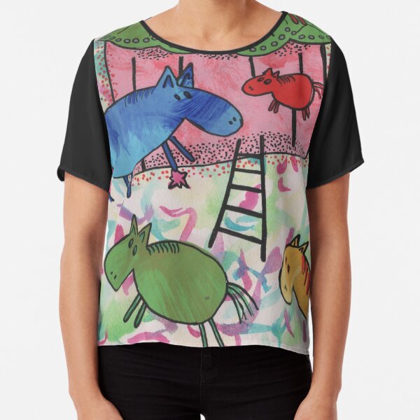 Merry go horsie by Laila Cichos Chiffon Top