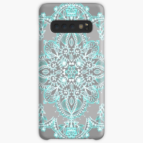 Teal and Aqua Lace Mandala on Grey Samsung Galaxy Snap Case