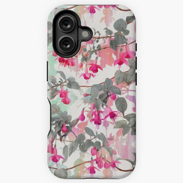 Item preview, Rainbow Fuchsia Floral Pattern - with grey designed and sold by micklyn.