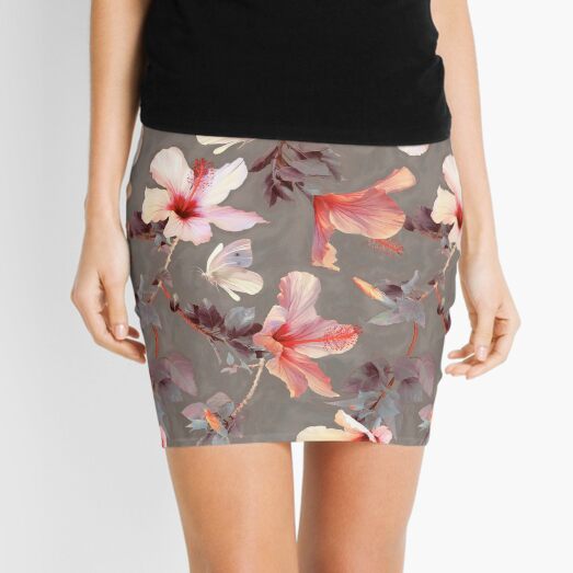 Coral Hibiscus Mini Skirt