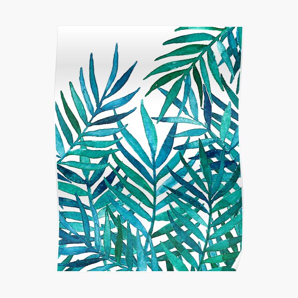Watercolor Palm Leaves on White Poster