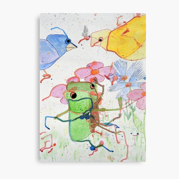Frogs on a picnic by Laila Cichos Metal Print