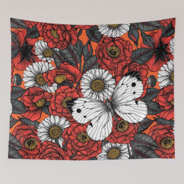 Item preview, White butterfly and roses designed and sold by Katerina Mitkova Kirilova.