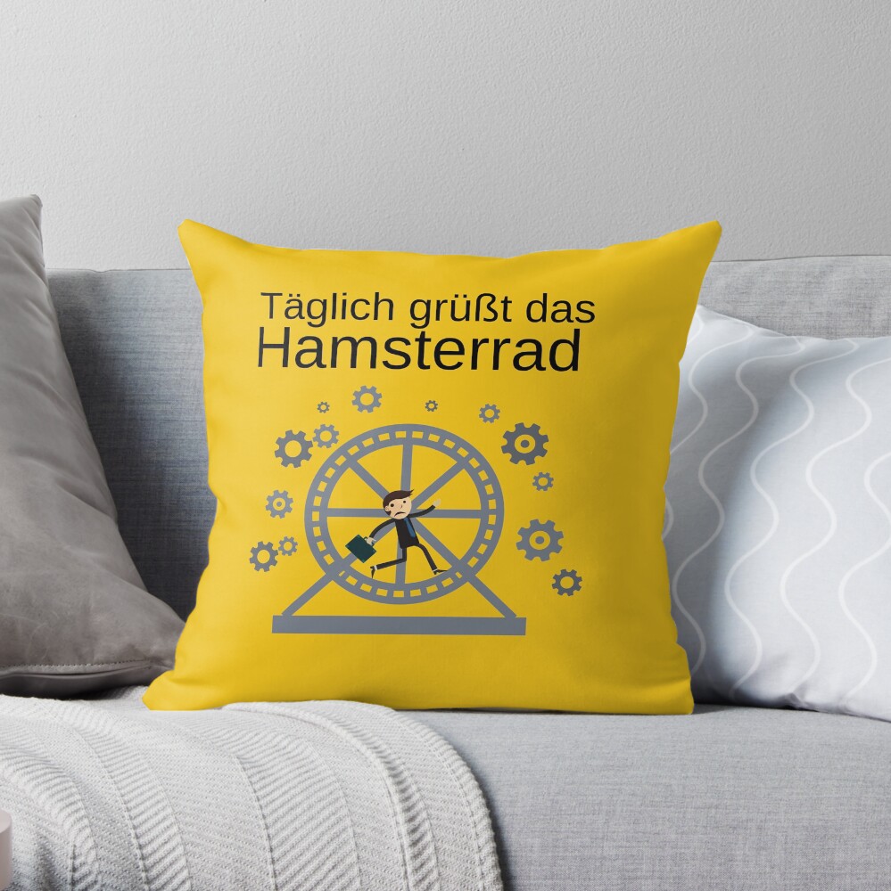 "Hamsterrad! Coole lustige Sprüche tshirt design" Dekokissen von