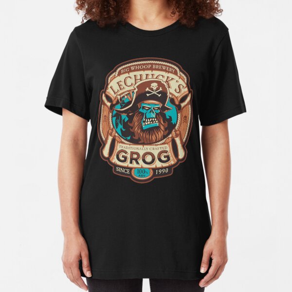 Ghost Pirate Grog - Monkey Island Craft Beer - Video Game Slim Fit T-Shirt