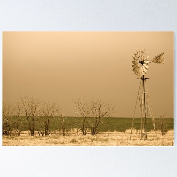 Kansas Windmill in Sepia Poster