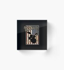 American Drummer Drum Kit With US Flag Drumming Design by DrumJunkie Acrylic Block