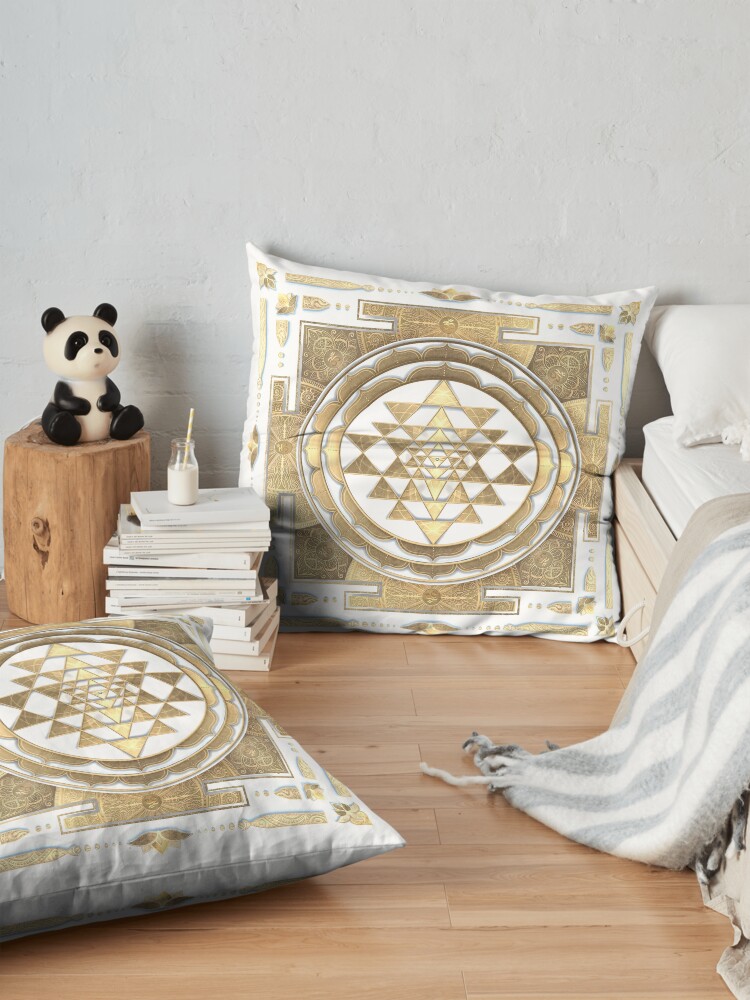 Alternate view of GOLDEN SRI YANTRA (white background) Floor Pillow