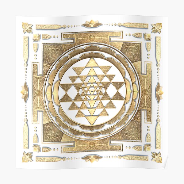 GOLDEN SRI YANTRA (white background) Poster