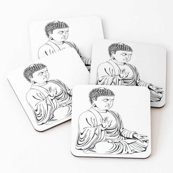 #ClipArt #DigitalArt #Illustration #Drawing Drawing Buddha peaceful transparent clip Coasters (Set of 4)