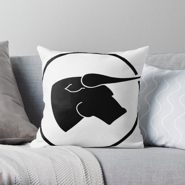 Black Bull - Black on White Throw Pillow