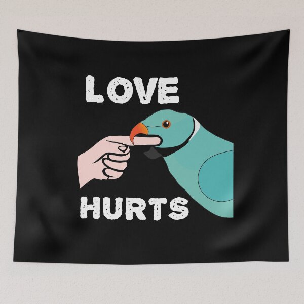 Item preview, Love Hurts Indian Ringneck Parrot biting designed and sold by einsteinparrot.