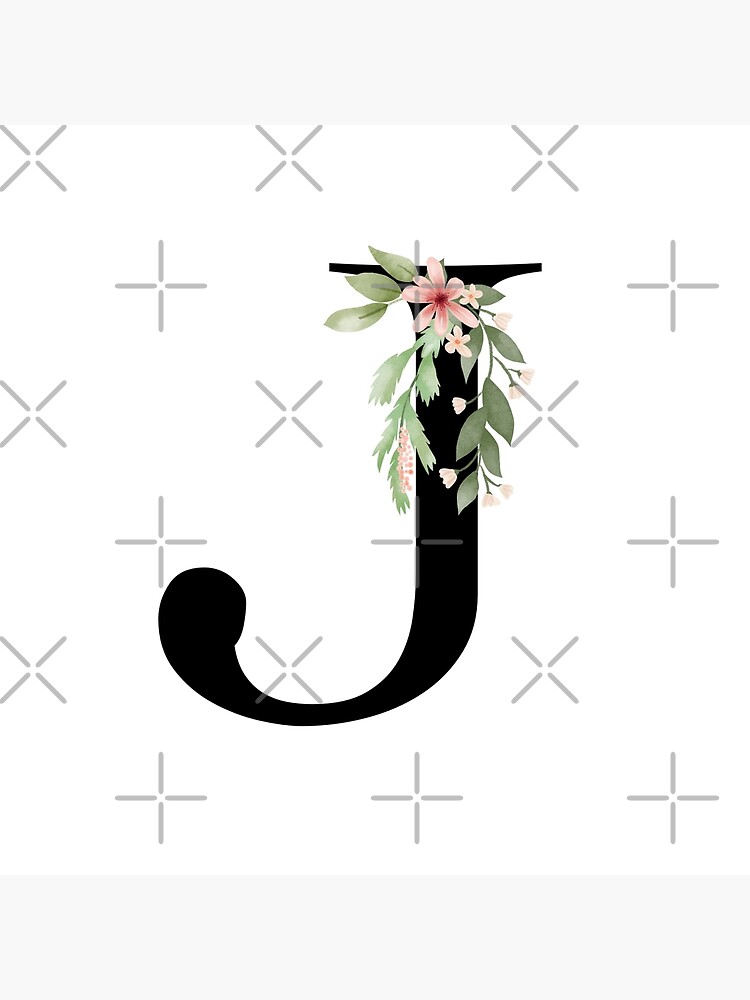 Letter J Botanical Flowers . Initial Wedding Monogram Font Logo