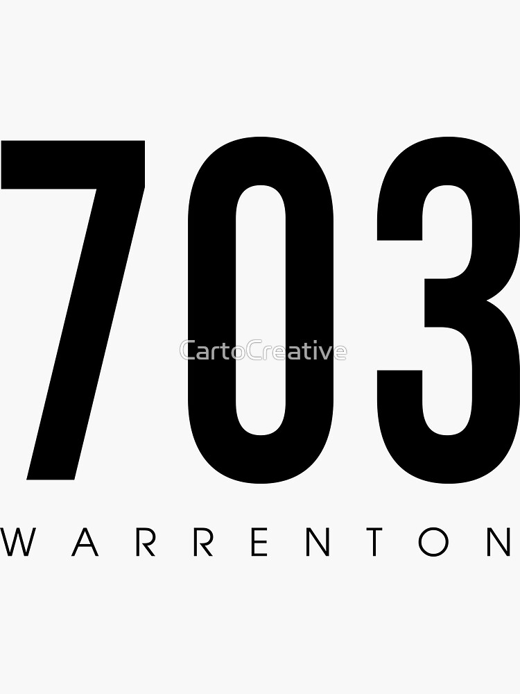 Warrenton, VA- 703 Area Code design&quot; Sticker for Sale by 