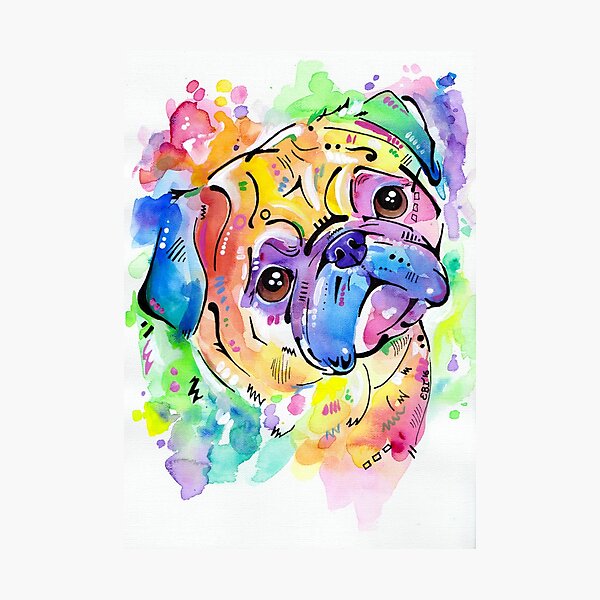 Item preview, Pugsly - A watercolour pug portrait  designed and sold by EveiArt.