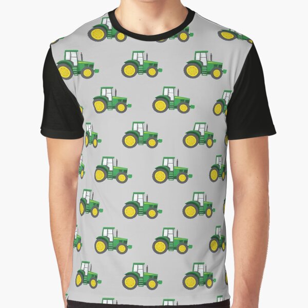Green Tractors on Grey - Farming - Farm Themed Graphic T-Shirt