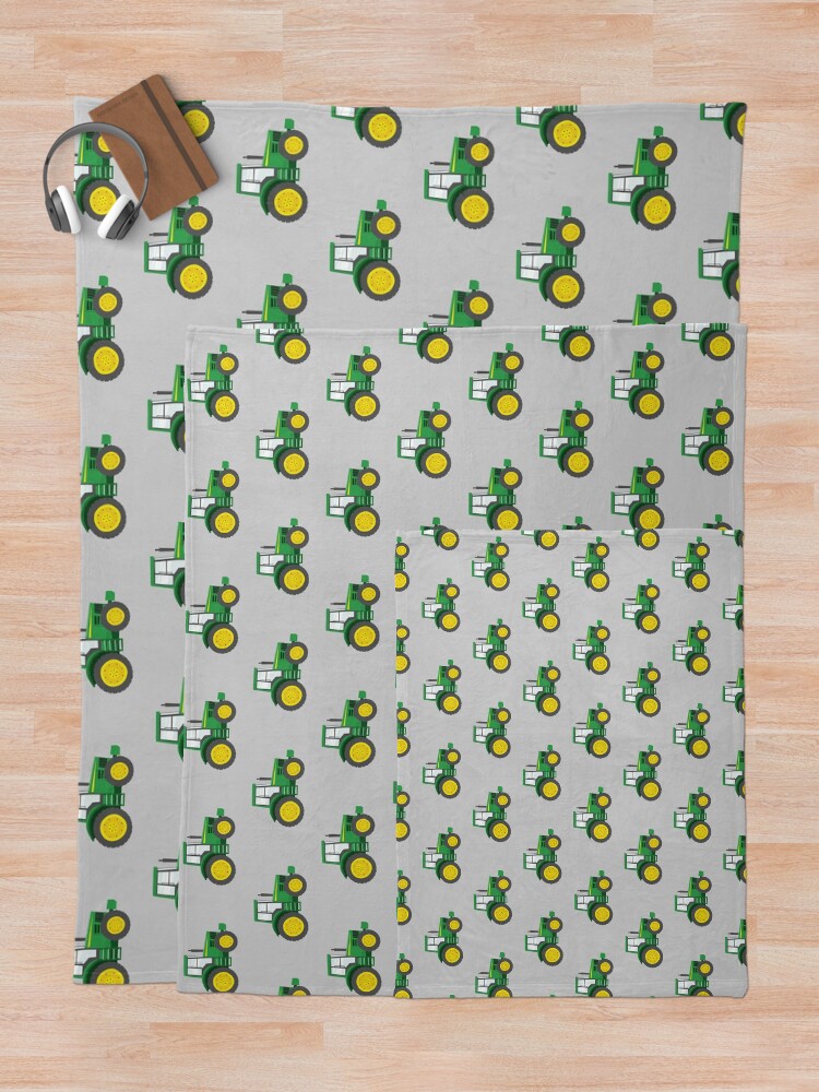 Alternate view of Green Tractors on Grey - Farming - Farm Themed Throw Blanket