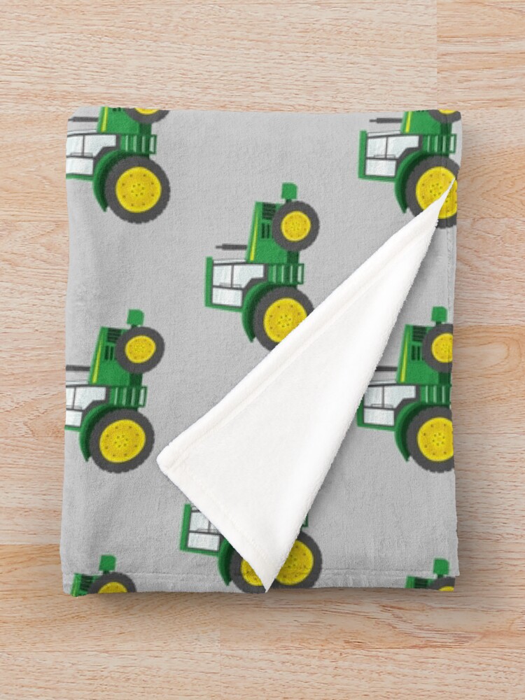 Alternate view of Green Tractors on Grey - Farming - Farm Themed Throw Blanket