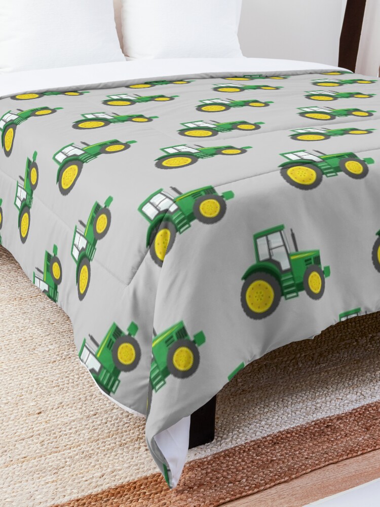 Alternate view of Green Tractors on Grey - Farming - Farm Themed Comforter