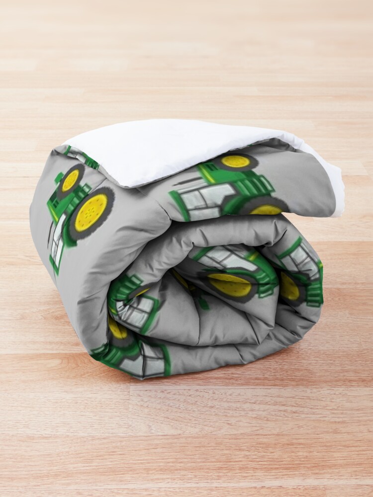 Alternate view of Green Tractors on Grey - Farming - Farm Themed Comforter