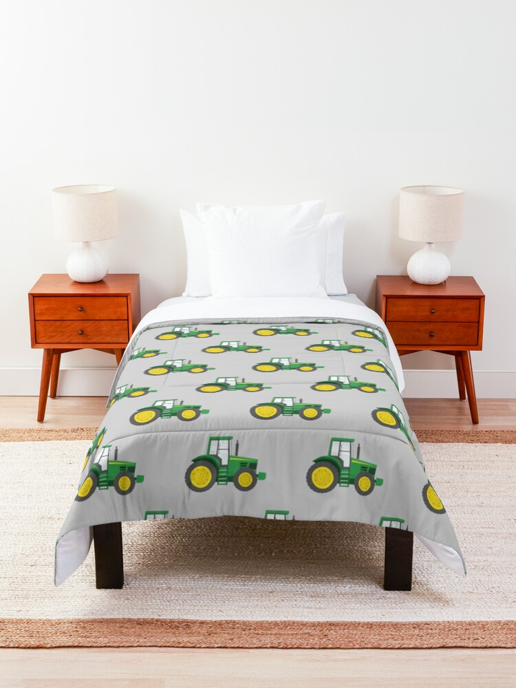 Alternate view of Green Tractors on Grey - Farming - Farm Themed Comforter