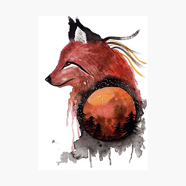 Tetrad the Bloodmoon Fox Photographic Print