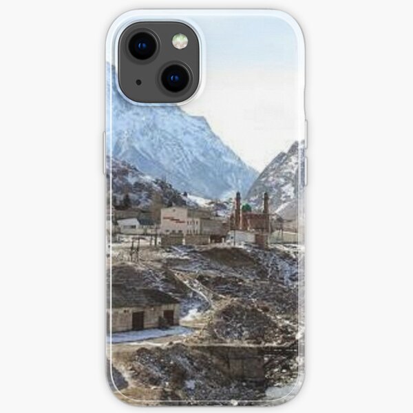 #Mountains, #road, #houses, #river, mountain village Tawlula  Karachay Balkar iPhone Soft Case