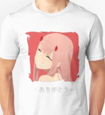 Zero Two von Darling in The Franxx Arigatou Slim Fit T-Shirt