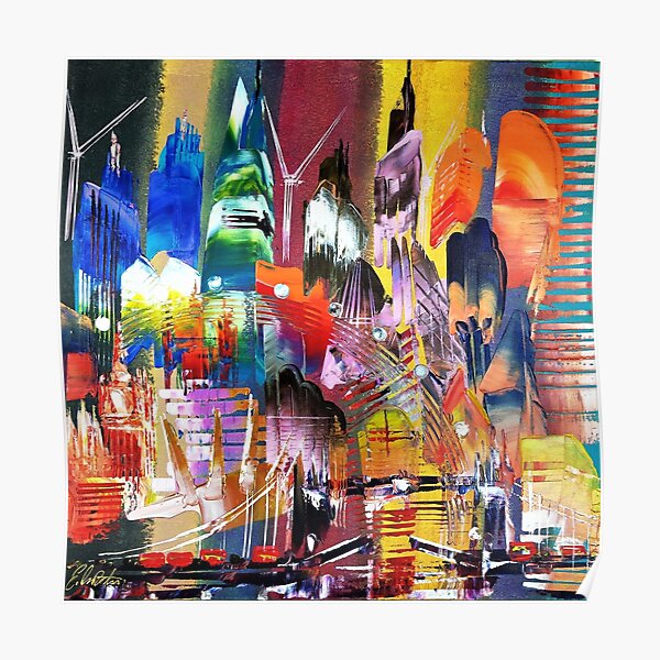 City of London Skyline Abstract Painting 795 Poster