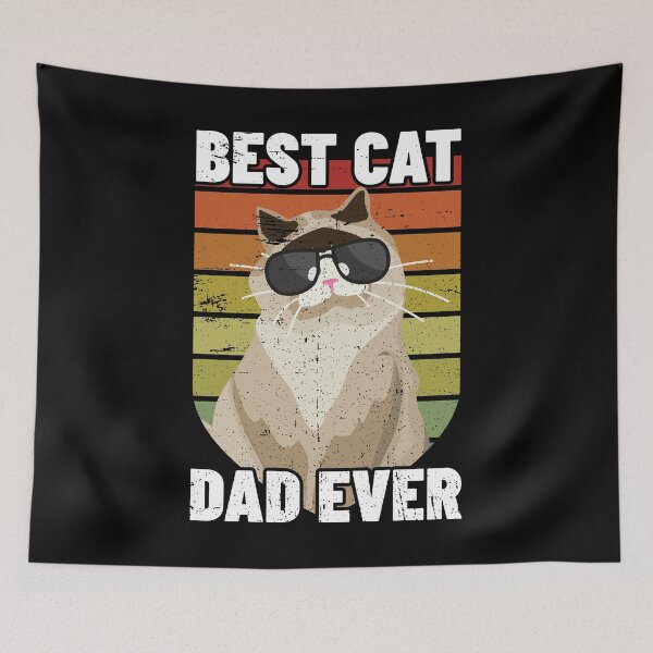Item preview, Best Cat Dad Ever Cool Vintage Distressed Pet Shield Design  designed and sold by LarkDesigns.