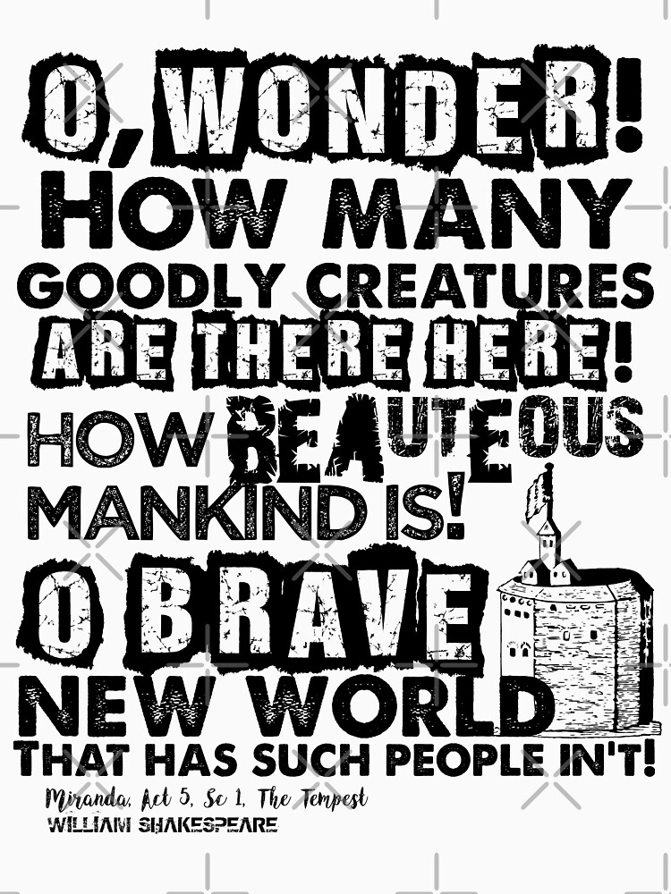 Artwork view, The Tempest Brave New World Quote designed and sold by Styled Vintage